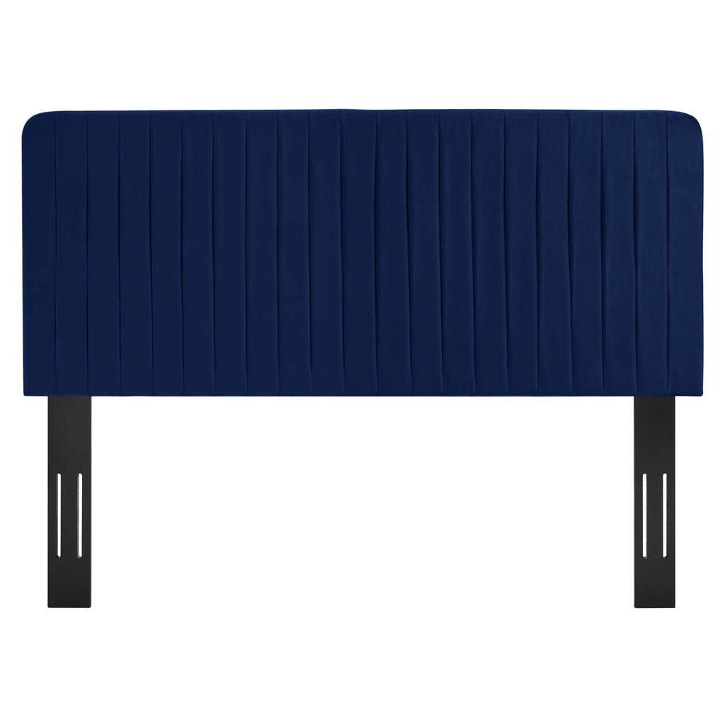 Milenna Channel Tufted Performance Velvet King/California King Headboard - Navy