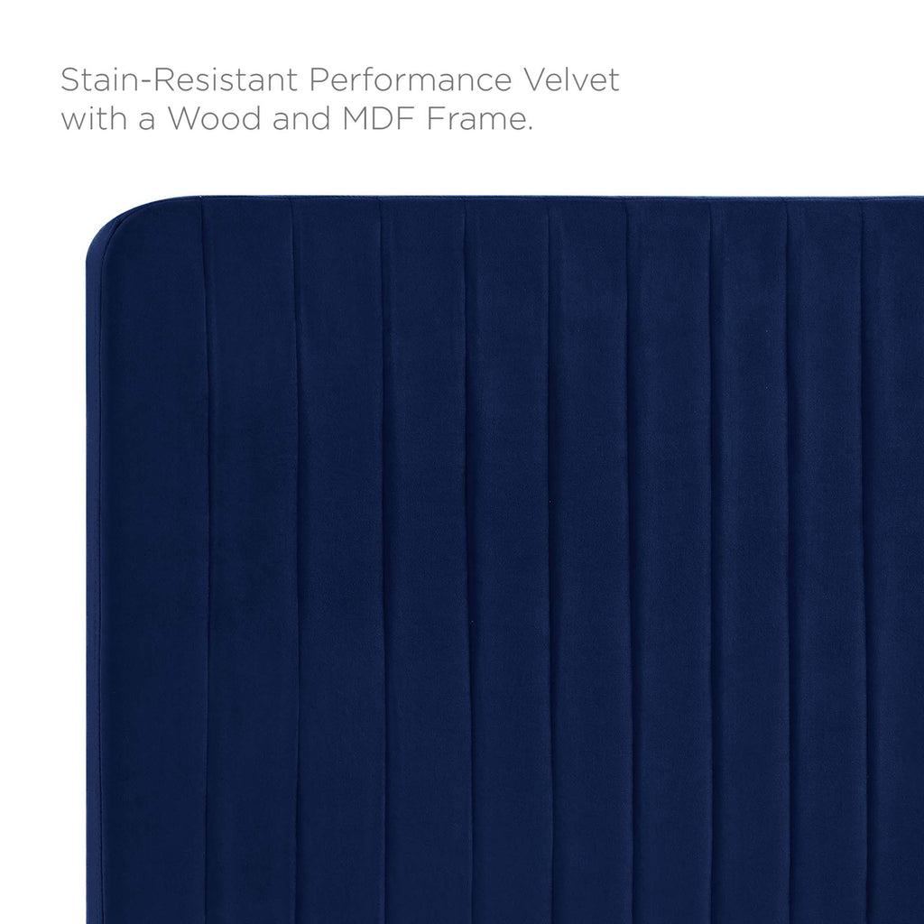 Milenna Channel Tufted Performance Velvet King/California King Headboard - Navy