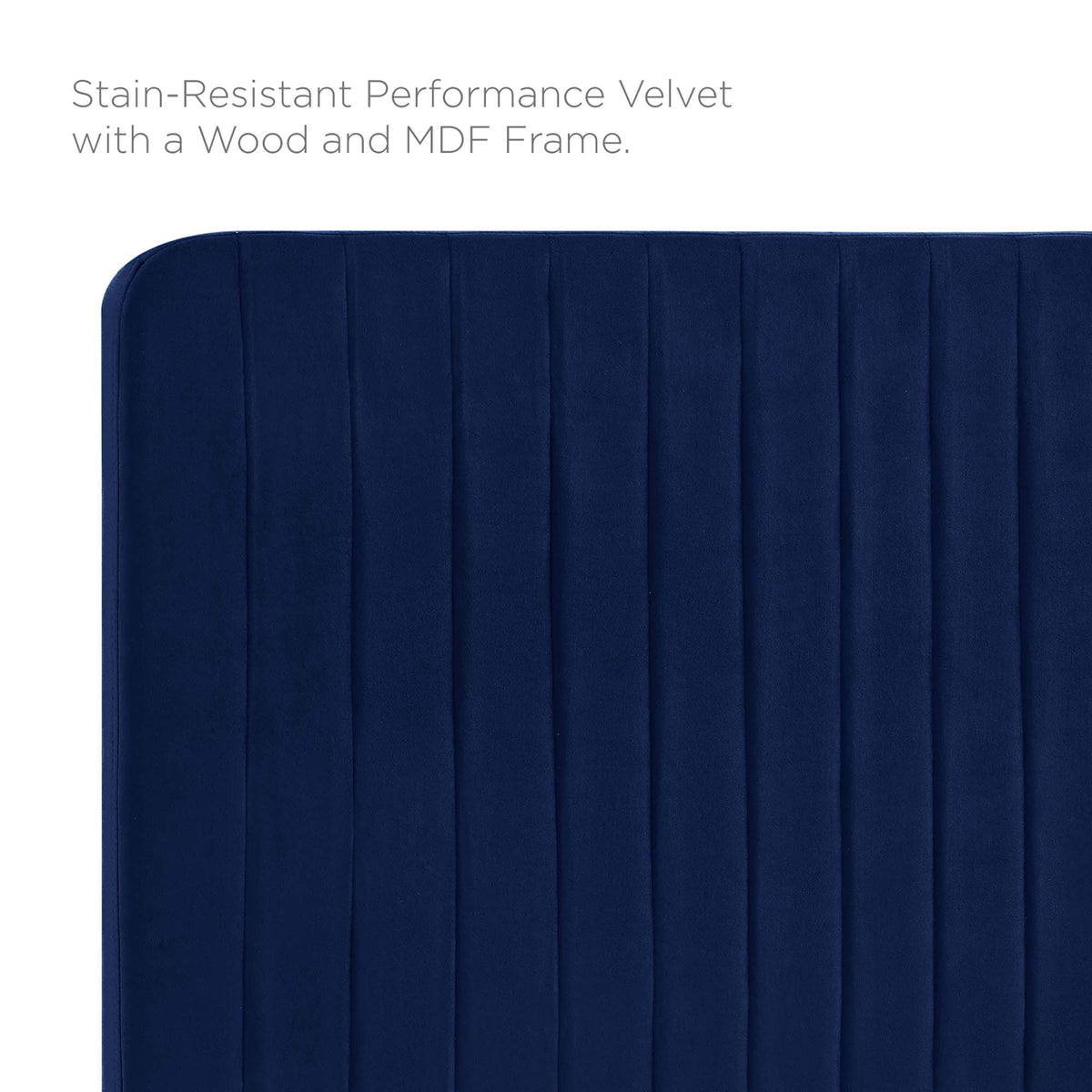 Milenna Channel Tufted Performance Velvet King/California King Headboard - Navy