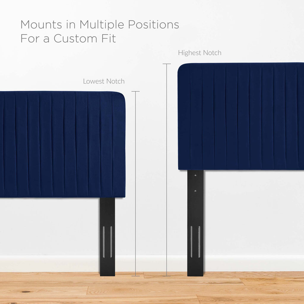 Milenna Channel Tufted Performance Velvet King/California King Headboard - Navy