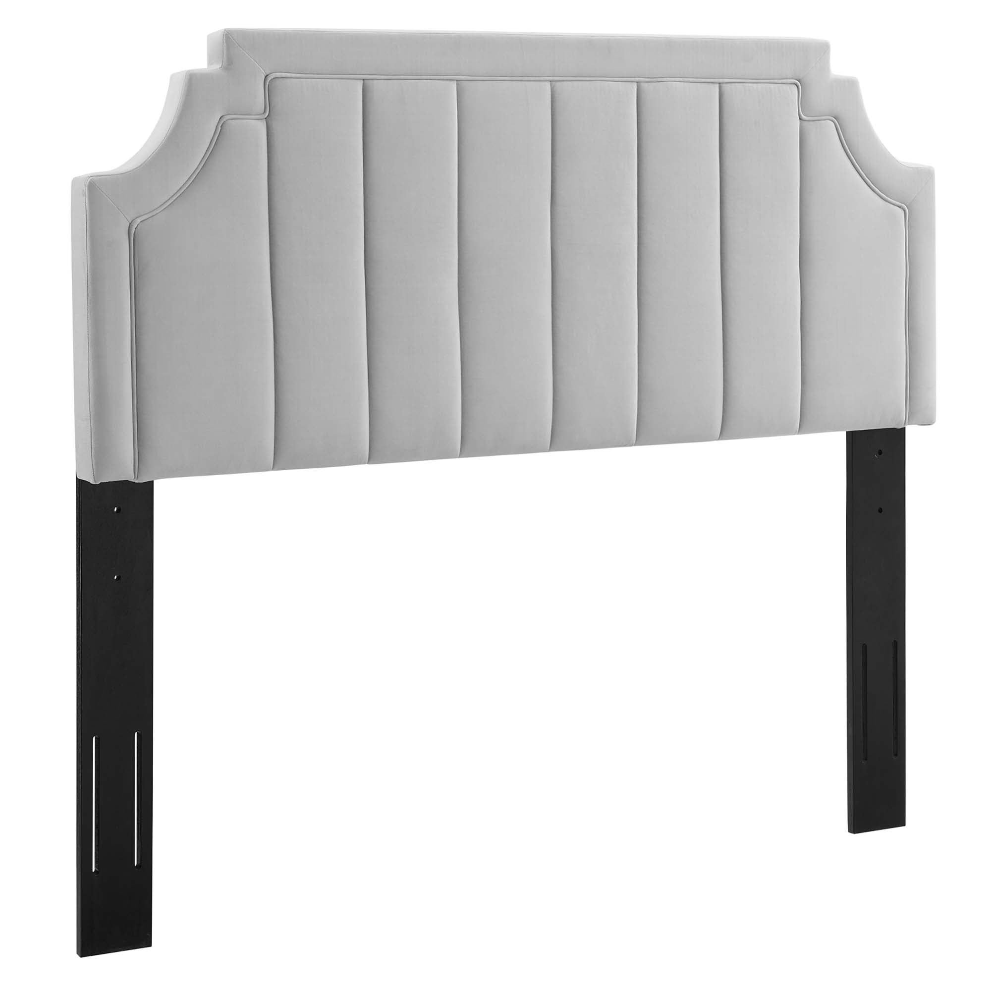 Alyona Channel Tufted Performance Velvet Twin Headboard - Light Gray