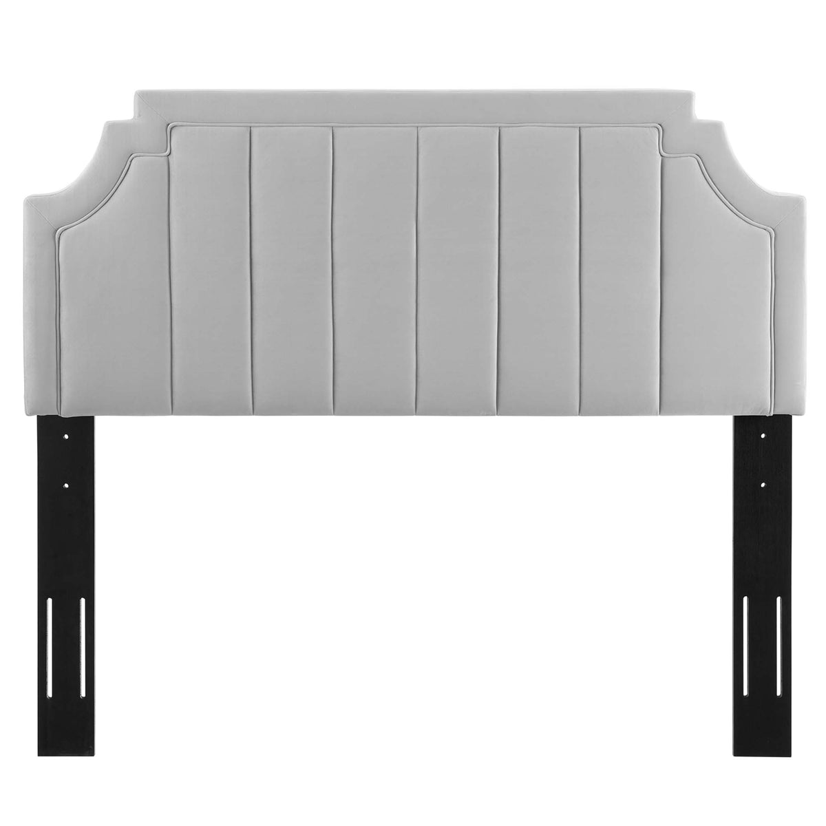Alyona Channel Tufted Performance Velvet Full/Queen Headboard - Light Gray