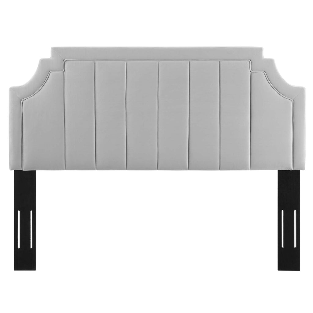 Alyona Channel Tufted Performance Velvet Full/Queen Headboard - Light Gray