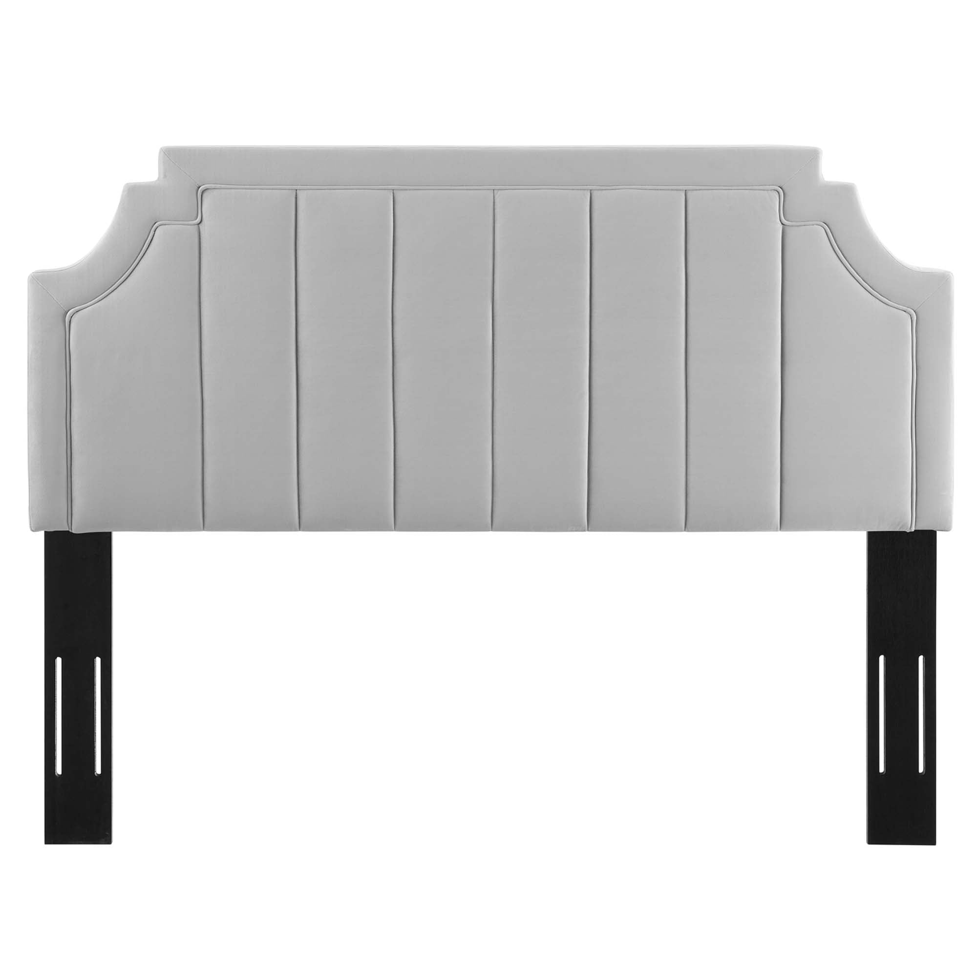 Alyona Channel Tufted Performance Velvet Full/Queen Headboard - Light Gray