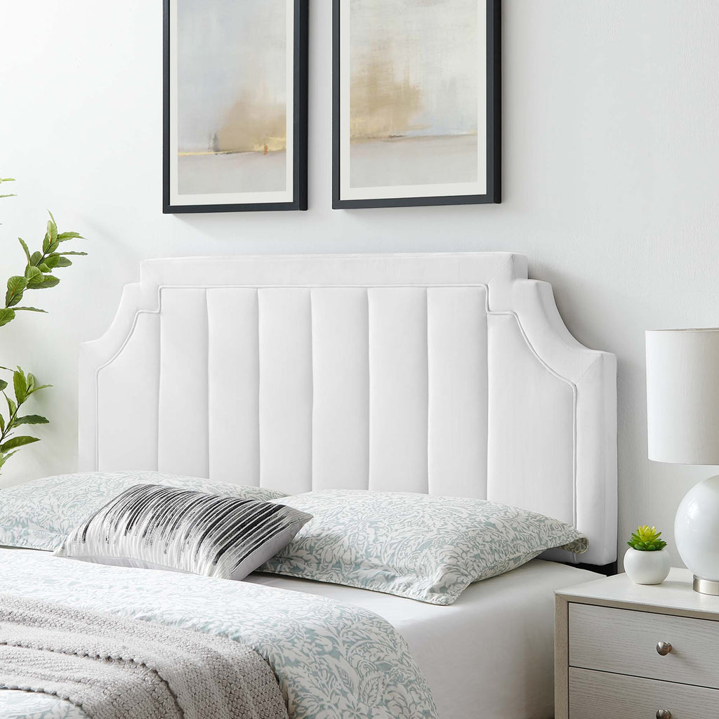 Alyona Channel Tufted Performance Velvet Full/Queen Headboard - White