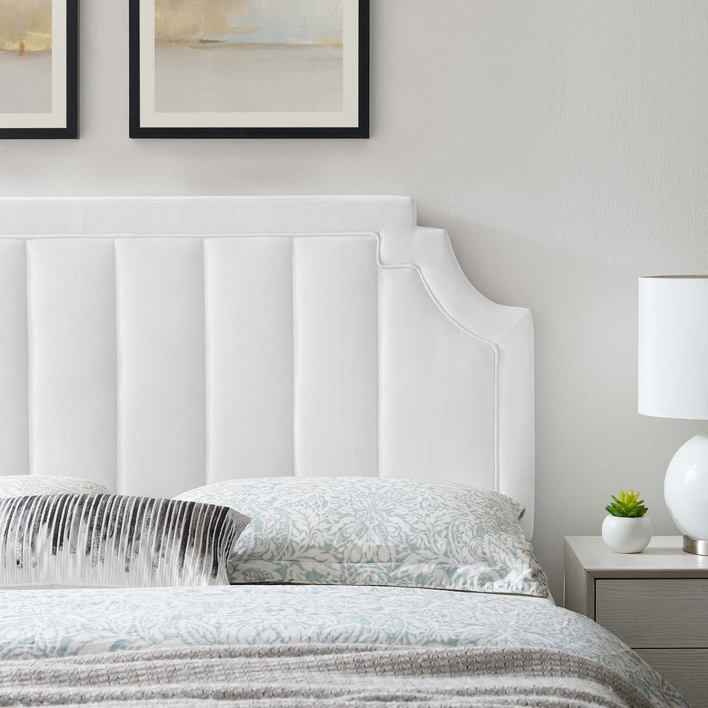 Alyona Channel Tufted Performance Velvet King/California King Headboard - White