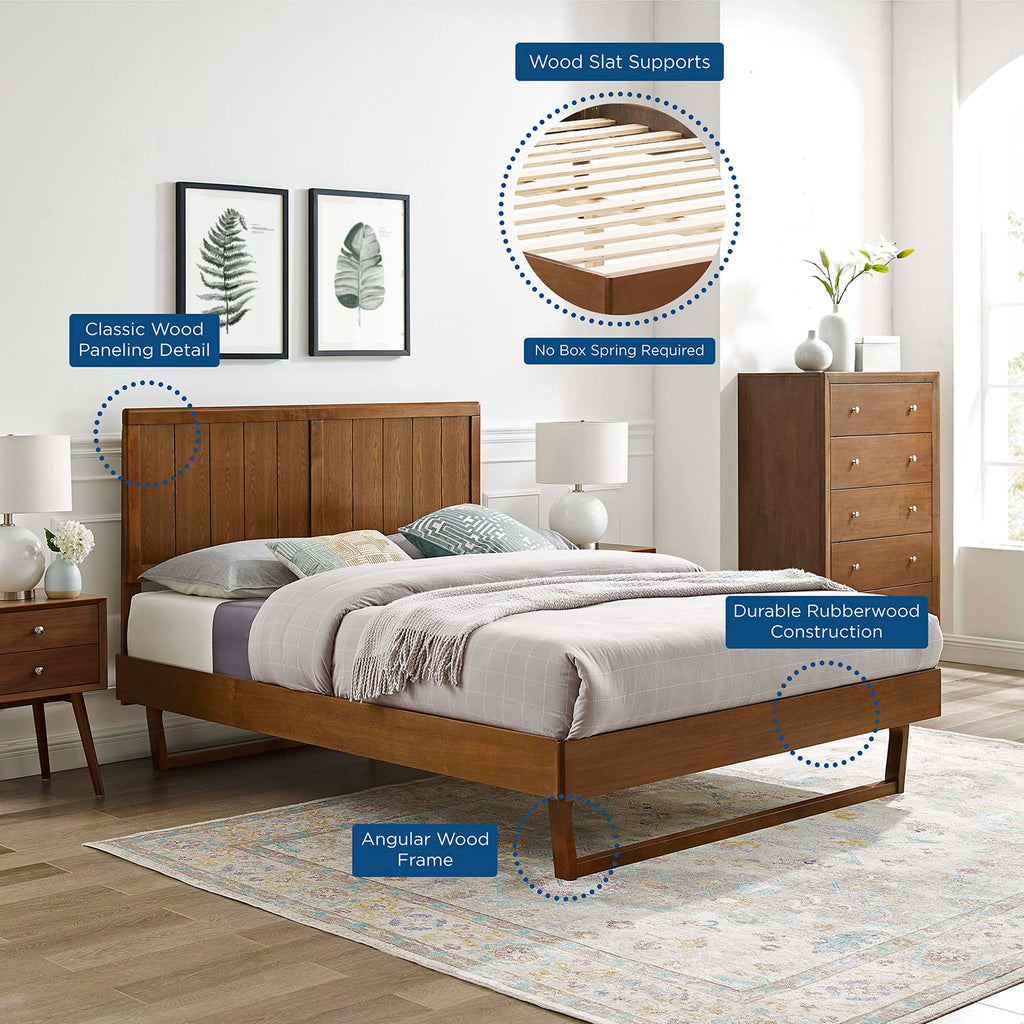 Alana Wood Queen Platform Bed With Angular Frame - Walnut