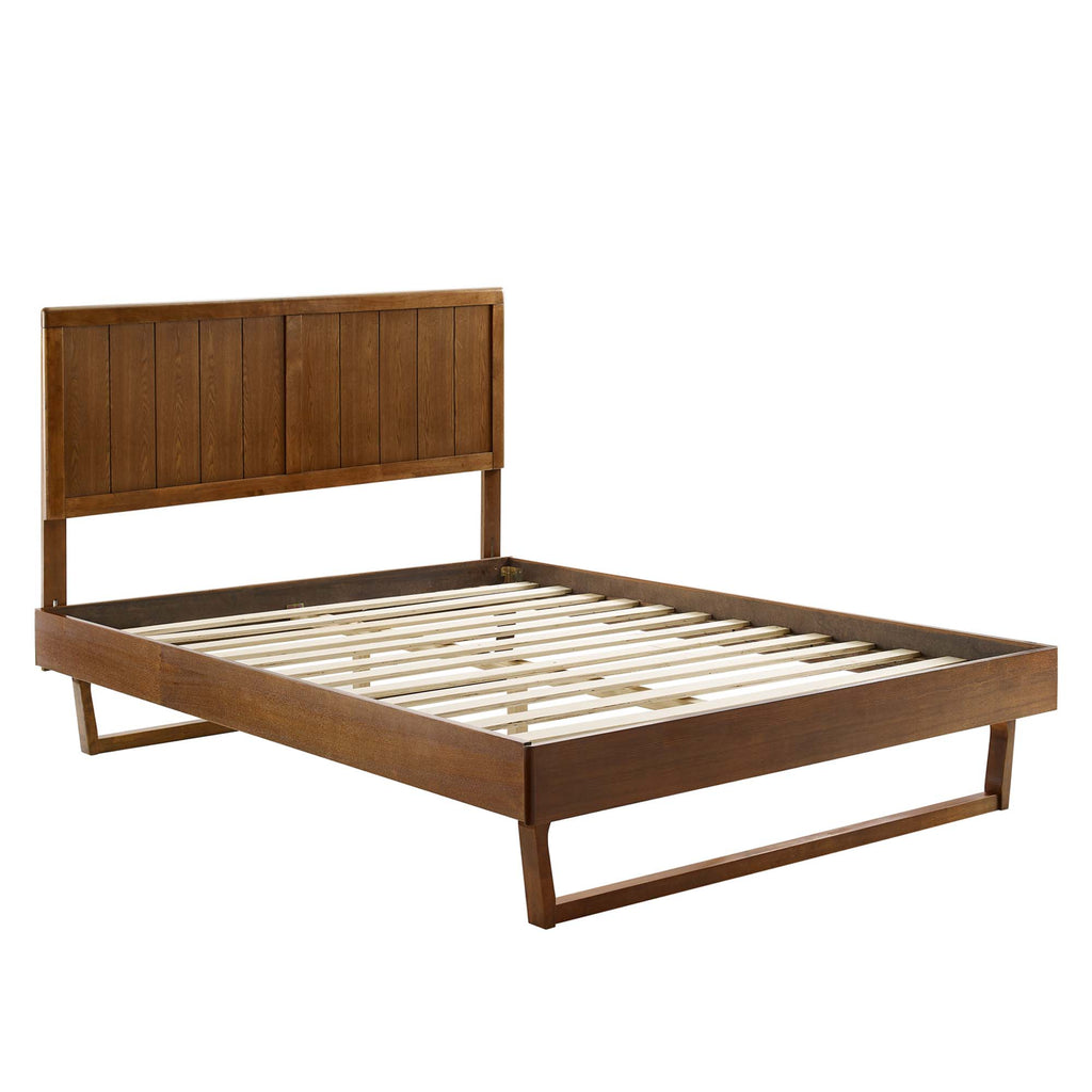Alana Wood Queen Platform Bed With Angular Frame - Walnut