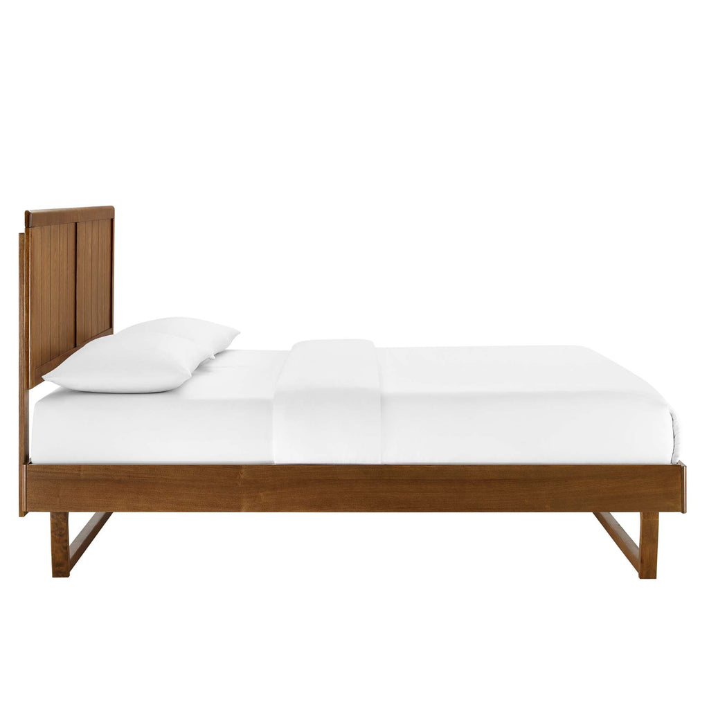Alana Wood Queen Platform Bed With Angular Frame - Walnut