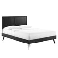 Alana Wood Platform Bed With Splayed Legs - Black — Black Queen