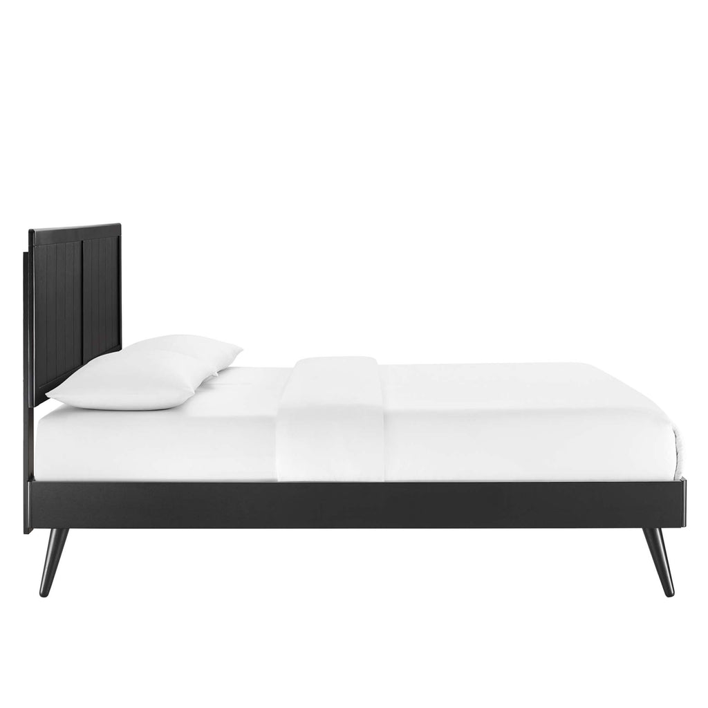 Alana Wood Queen Platform Bed With Splayed Legs - Black