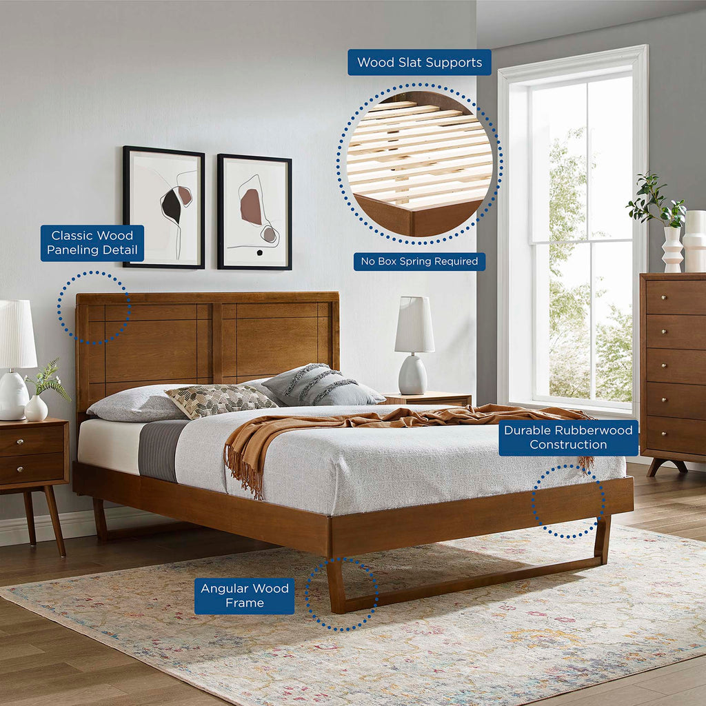 Marlee Wood Queen Platform Bed With Angular Frame - Walnut