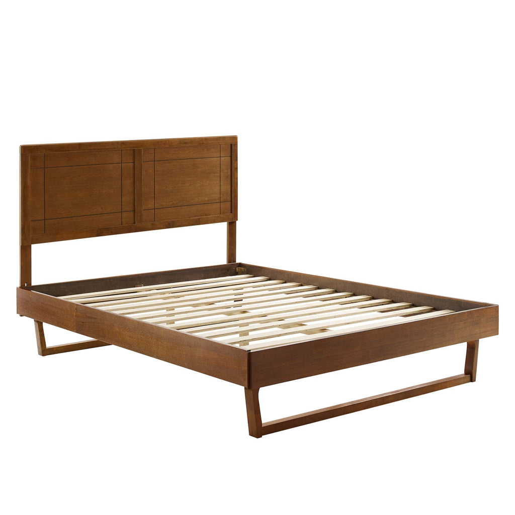 Marlee Wood Queen Platform Bed With Angular Frame - Walnut