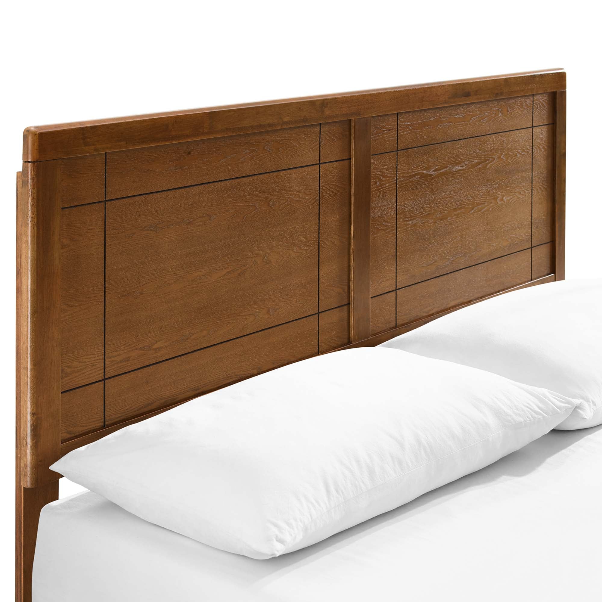 Marlee Wood Queen Platform Bed With Angular Frame - Walnut