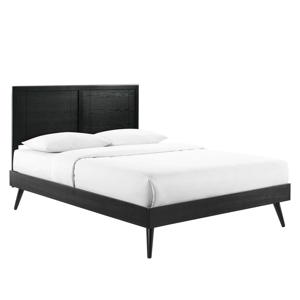 Marlee Wood Queen Platform Bed With Splayed Legs - Black