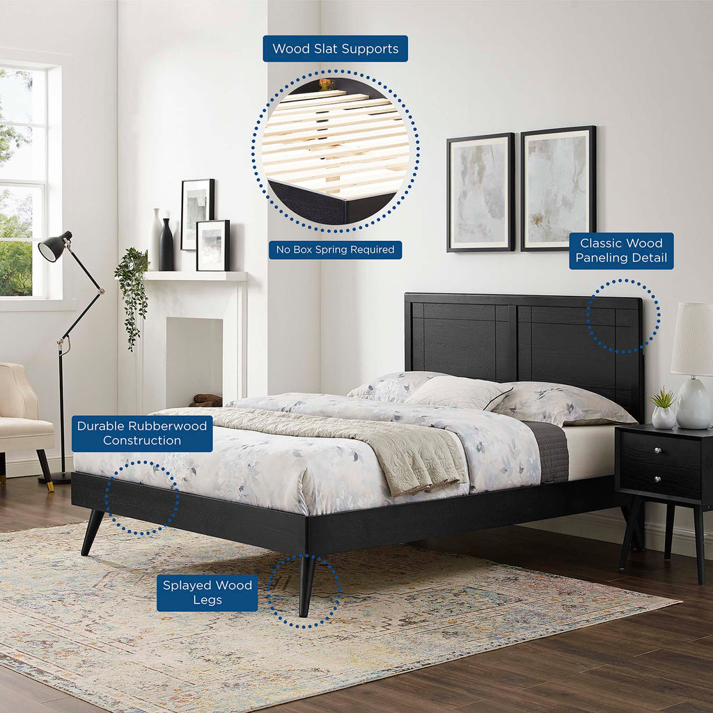 Marlee Wood Queen Platform Bed With Splayed Legs - Black