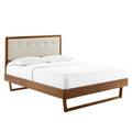 Willow Wood Queen Platform Bed With Angular Frame - Walnut Beige