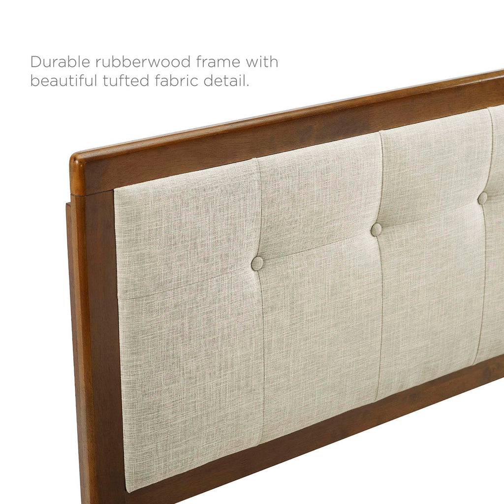 Willow Wood Queen Platform Bed With Angular Frame - Walnut Beige