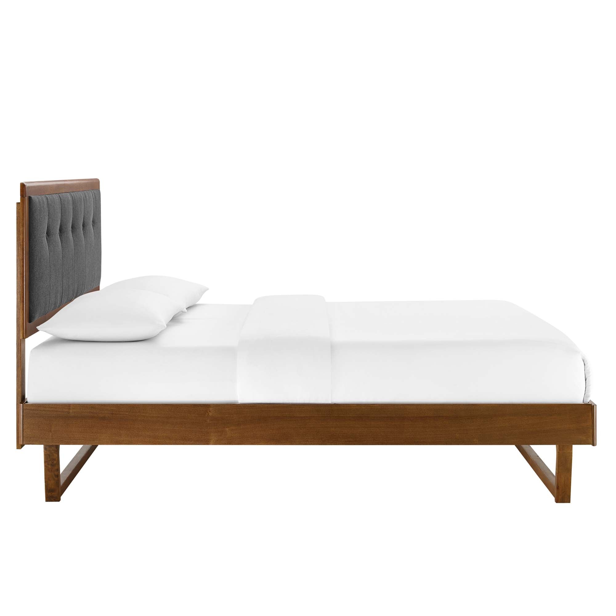 Willow Wood Queen Platform Bed With Angular Frame - Walnut Charcoal