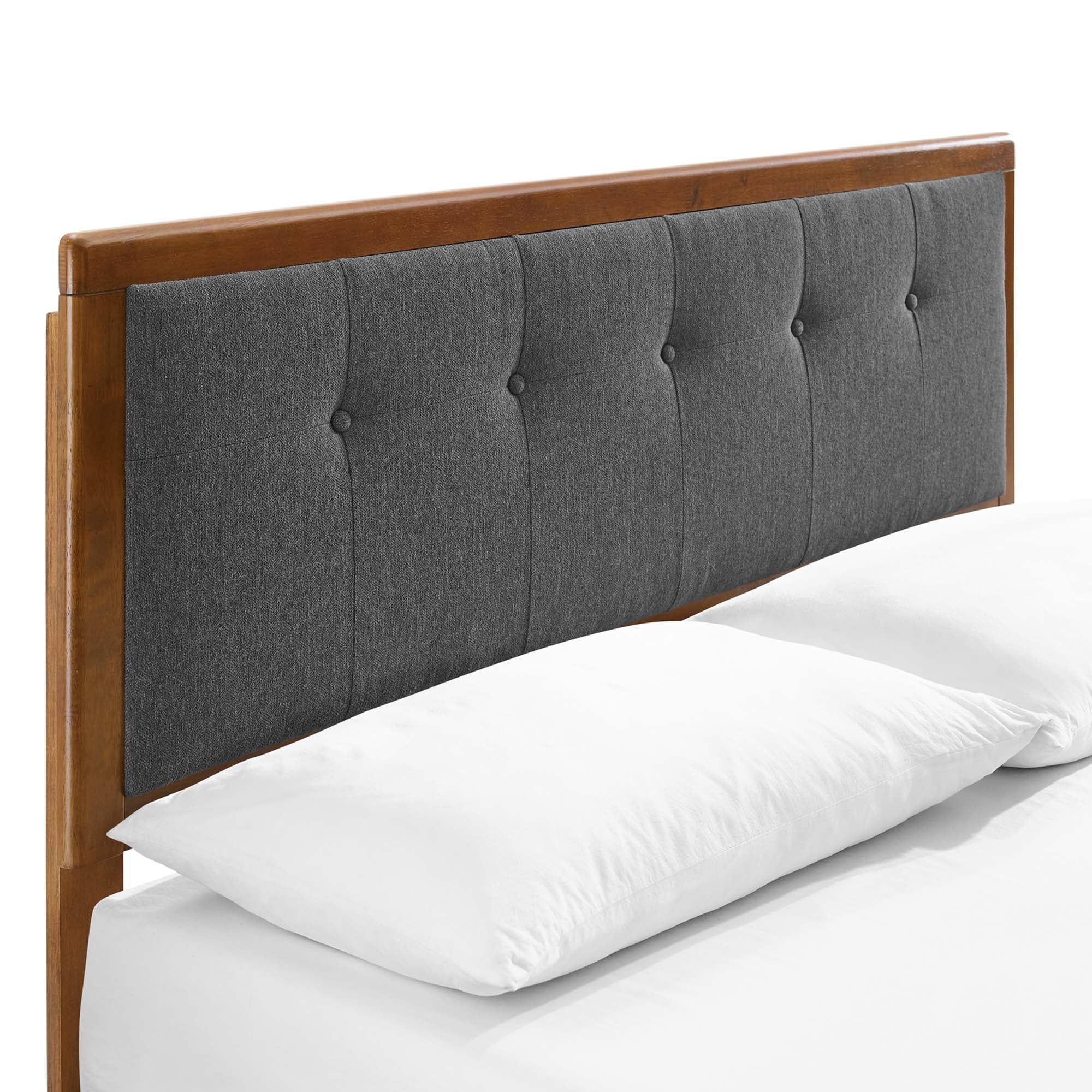 Willow Wood Queen Platform Bed With Angular Frame - Walnut Charcoal