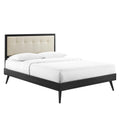 Willow Wood Queen Platform Bed With Splayed Legs - Black Beige