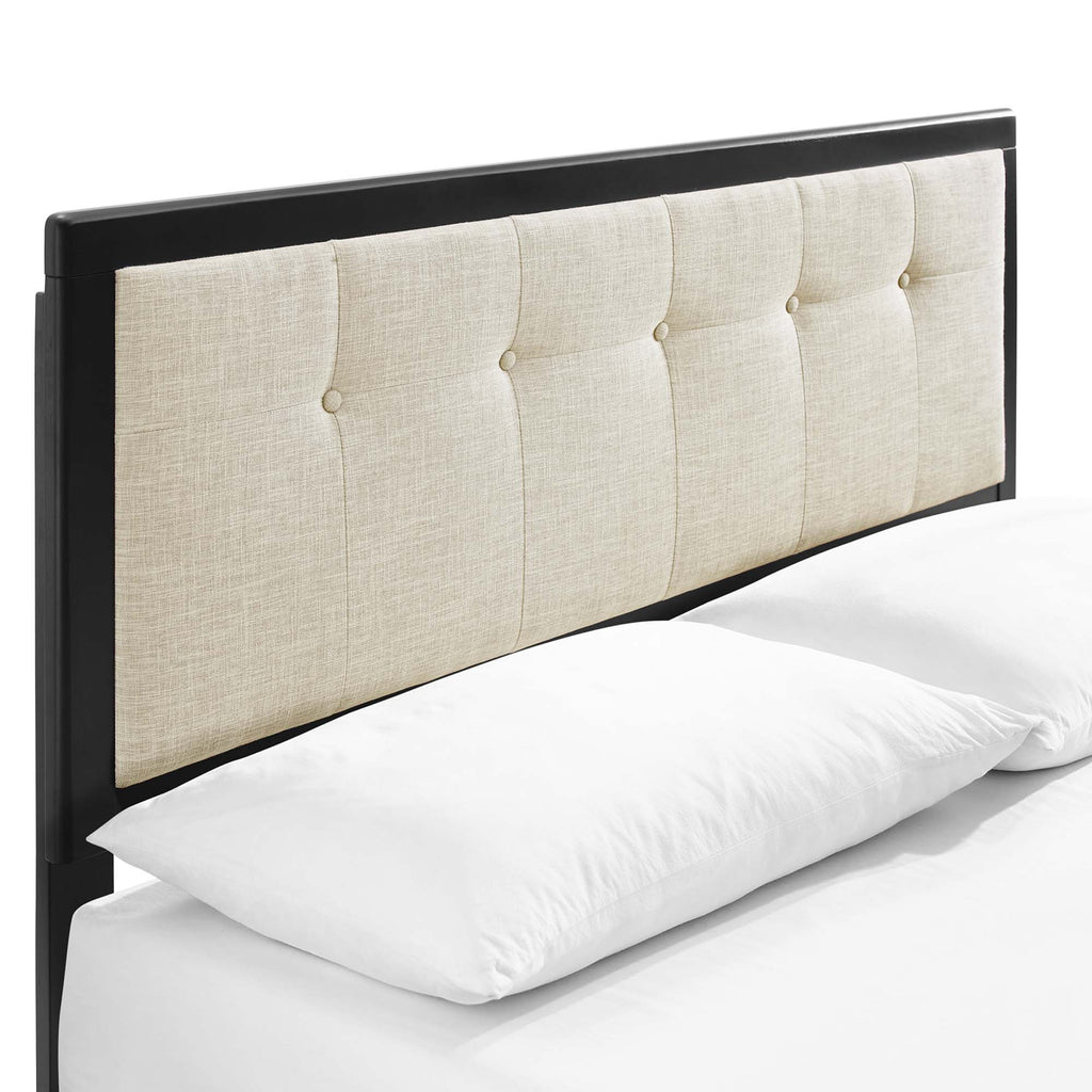 Willow Wood Queen Platform Bed With Splayed Legs - Black Beige