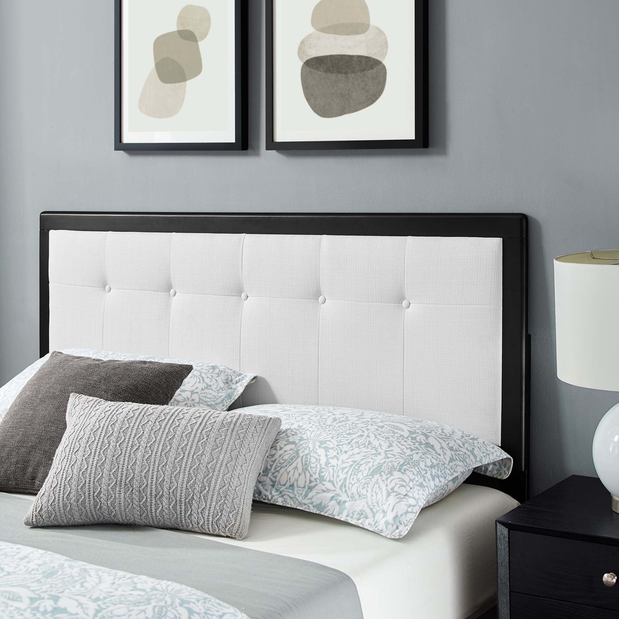 Willow Wood Queen Platform Bed With Splayed Legs - Black White