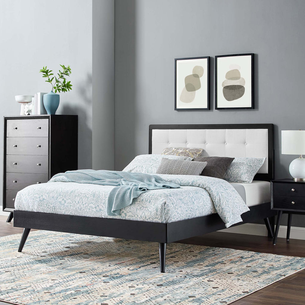 Willow Wood Queen Platform Bed With Splayed Legs - Black White