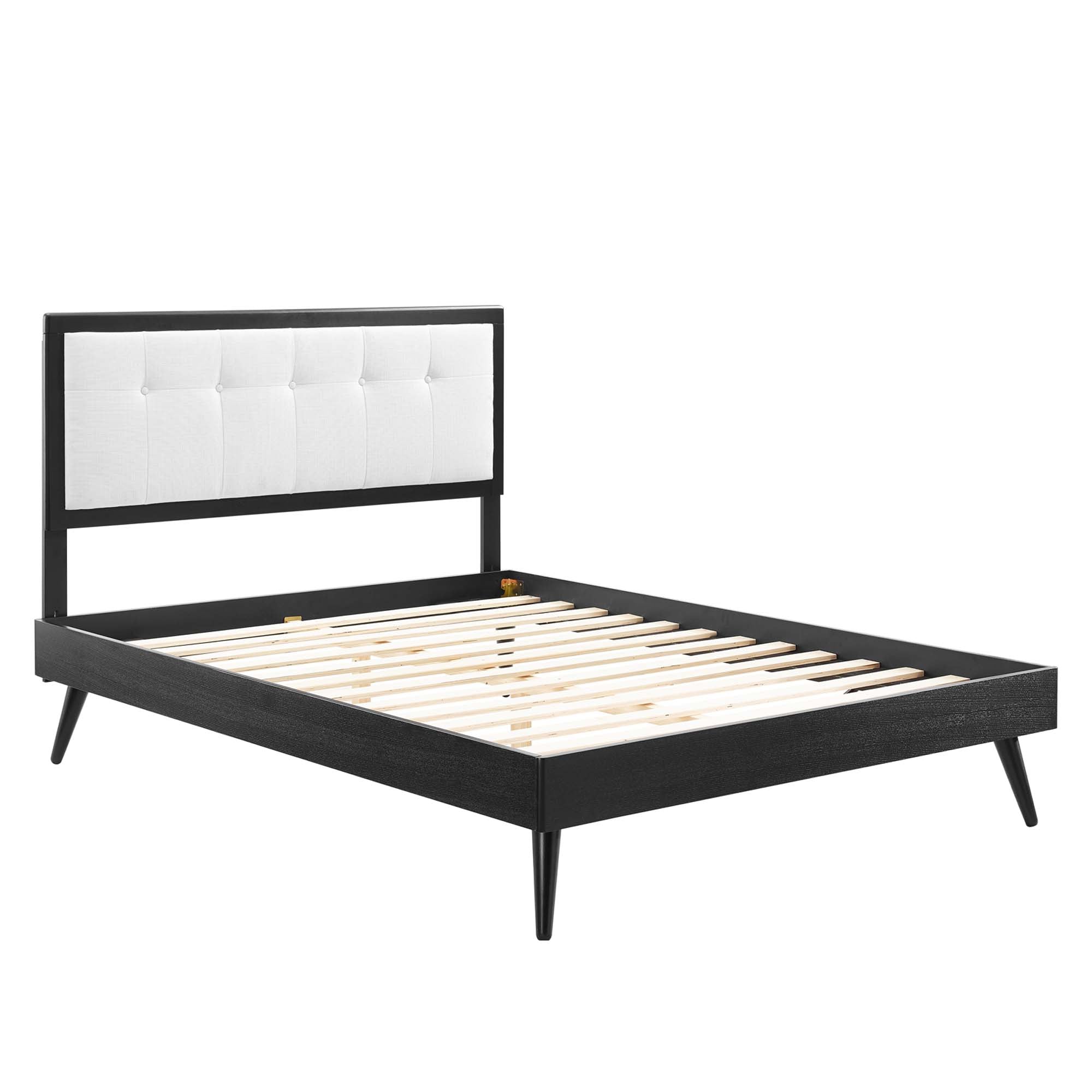 Willow Wood Queen Platform Bed With Splayed Legs - Black White