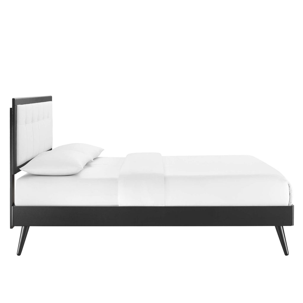 Willow Wood Queen Platform Bed With Splayed Legs - Black White