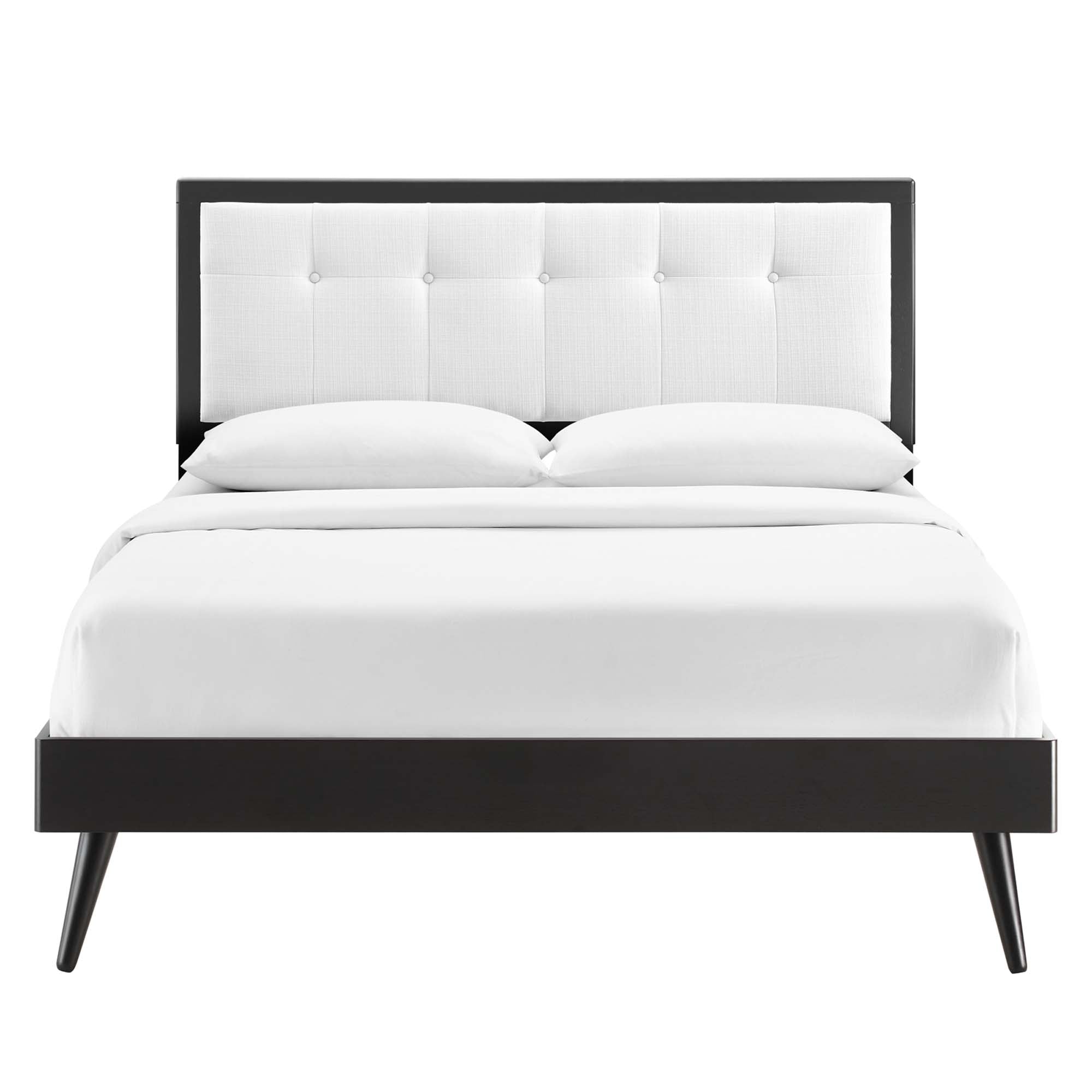 Willow Wood Queen Platform Bed With Splayed Legs - Black White