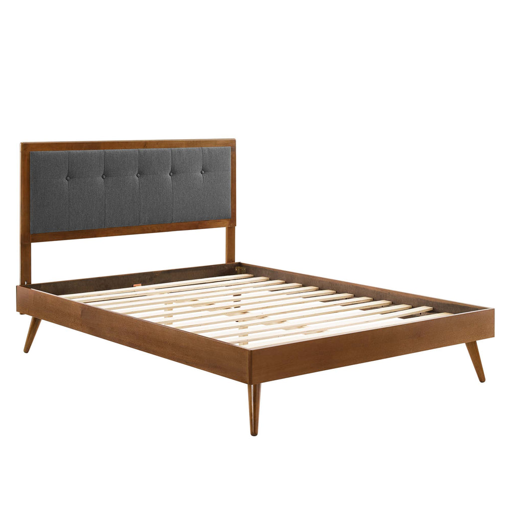 Willow Wood Queen Platform Bed With Splayed Legs - Walnut Charcoal