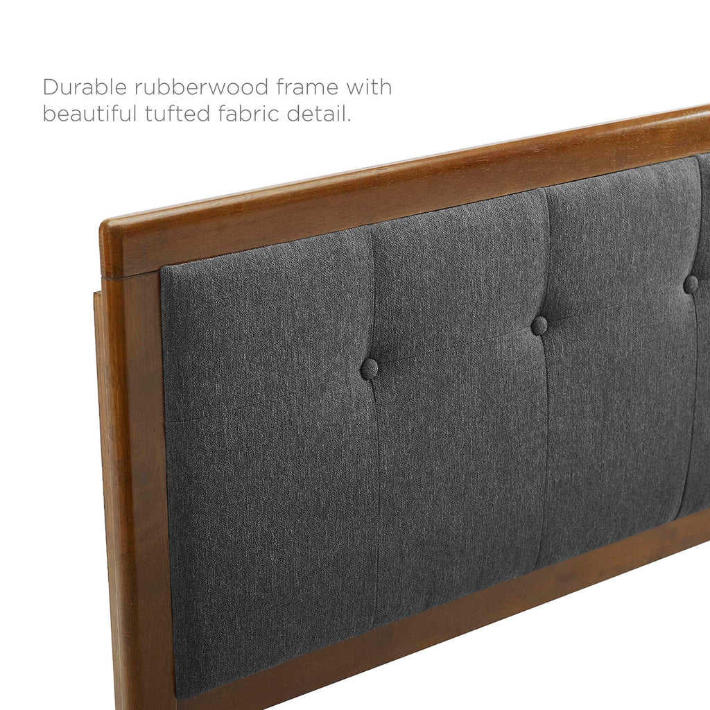 Willow Wood Queen Platform Bed With Splayed Legs - Walnut Charcoal