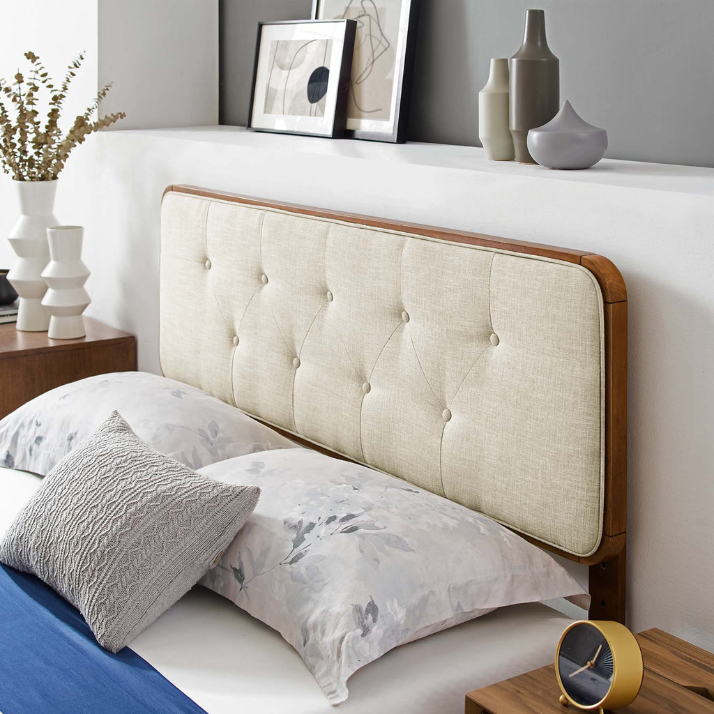Bridgette Wood Queen Platform Bed With Angular Frame - Walnut Beige
