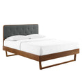 Bridgette Wood Queen Platform Bed With Angular Frame - Walnut Charcoal