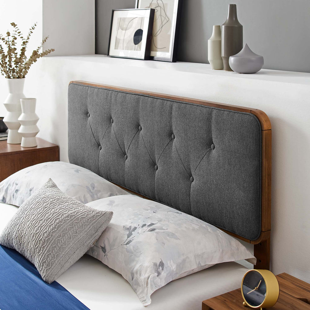 Bridgette Wood Queen Platform Bed With Angular Frame - Walnut Charcoal