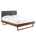 Bridgette Wood Platform Bed With Angular Frame - Walnut Charcoal — Walnut Charcoal Queen