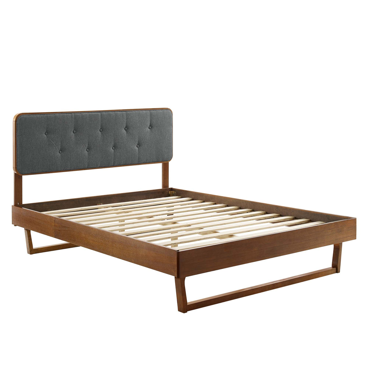 Bridgette Wood Queen Platform Bed With Angular Frame - Walnut Charcoal
