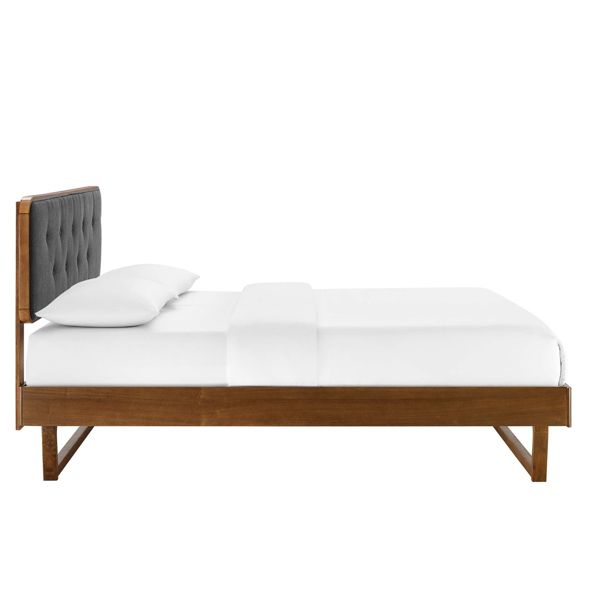 Bridgette Wood Queen Platform Bed With Angular Frame - Walnut Charcoal
