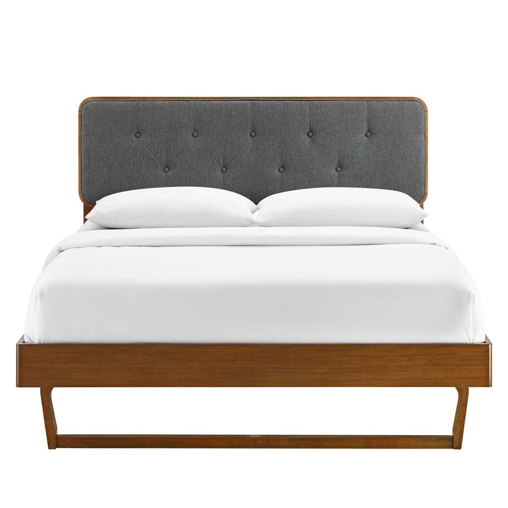 Bridgette Wood Queen Platform Bed With Angular Frame - Walnut Charcoal