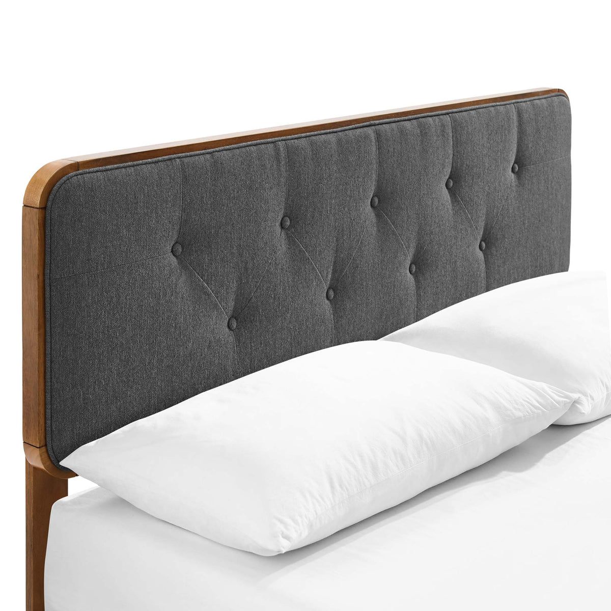 Bridgette Wood Queen Platform Bed With Angular Frame - Walnut Charcoal