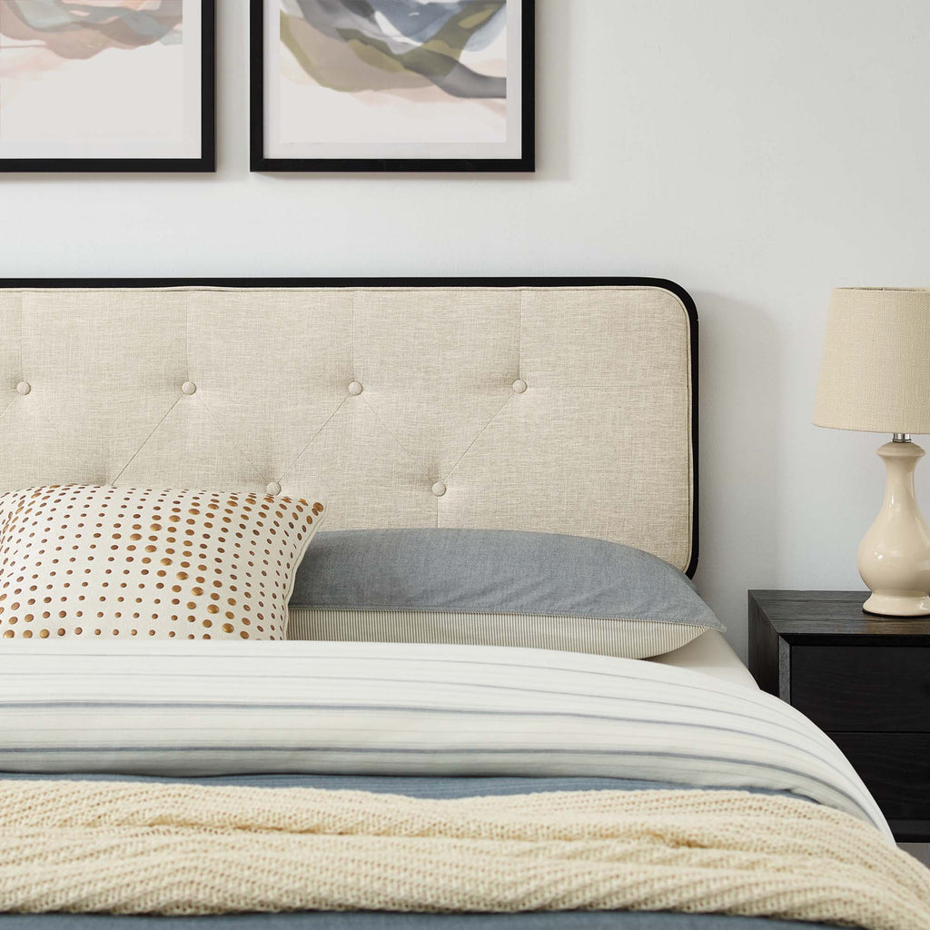 Bridgette Wood Queen Platform Bed With Splayed Legs - Black Beige