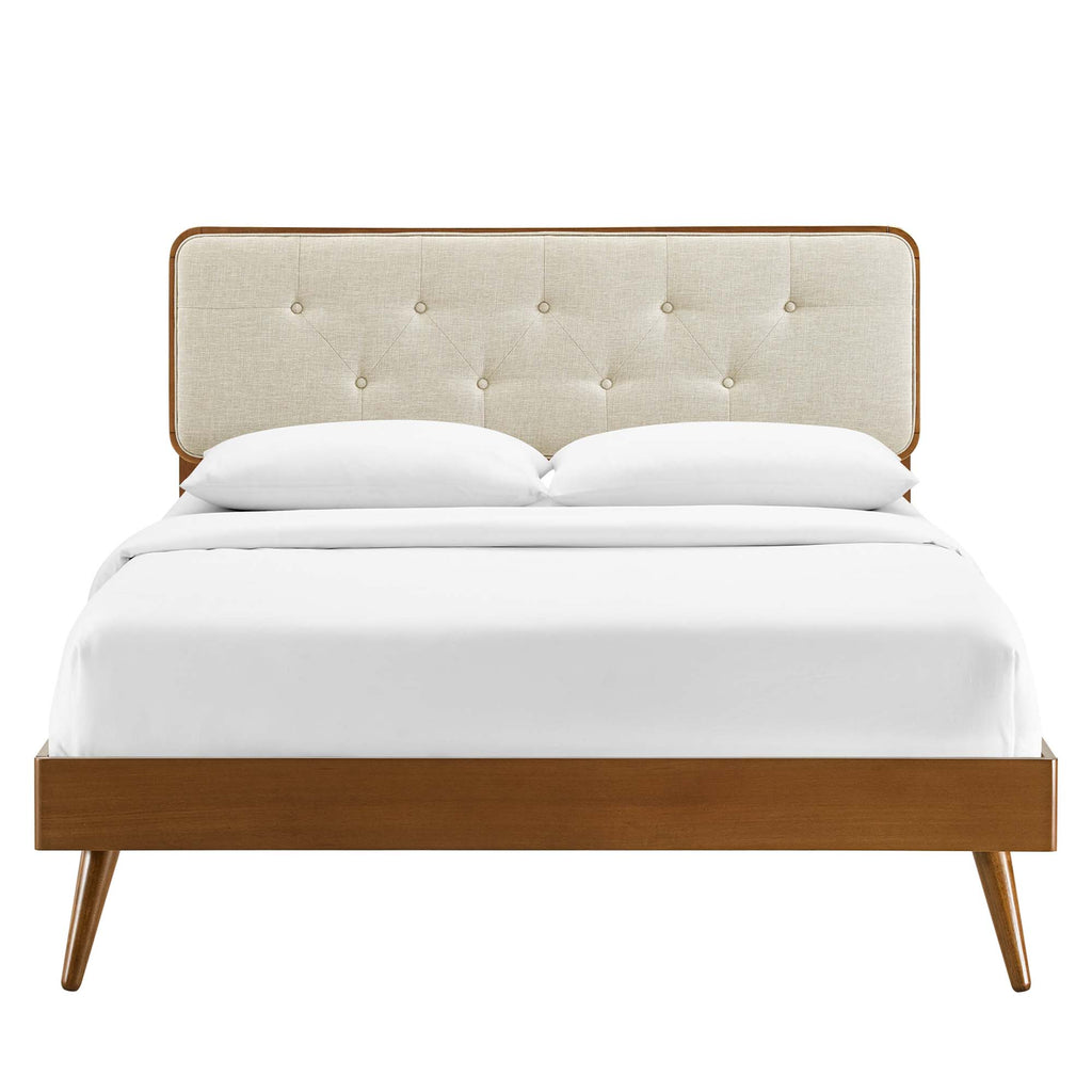 Bridgette Wood Queen Platform Bed With Splayed Legs - Walnut Beige