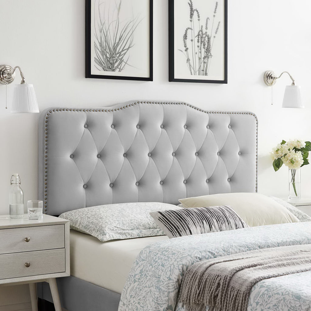 Sophia Tufted Performance Velvet Twin Headboard - Light Gray