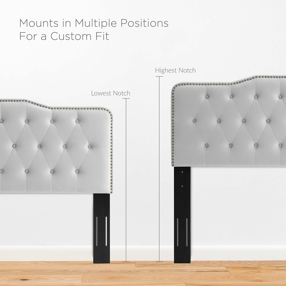 Sophia Tufted Performance Velvet Twin Headboard - Light Gray