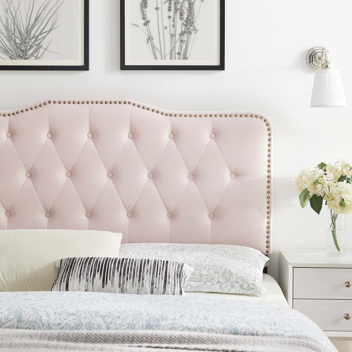 Sophia Tufted Performance Velvet Twin Headboard - Pink