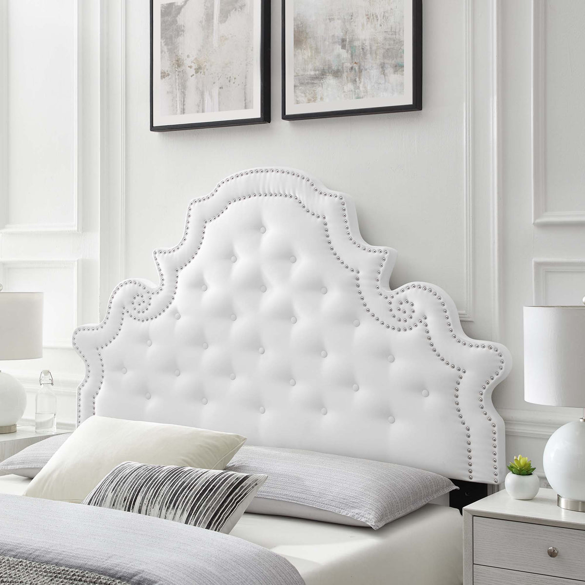 Diana Tufted Performance Velvet Twin Headboard - White
