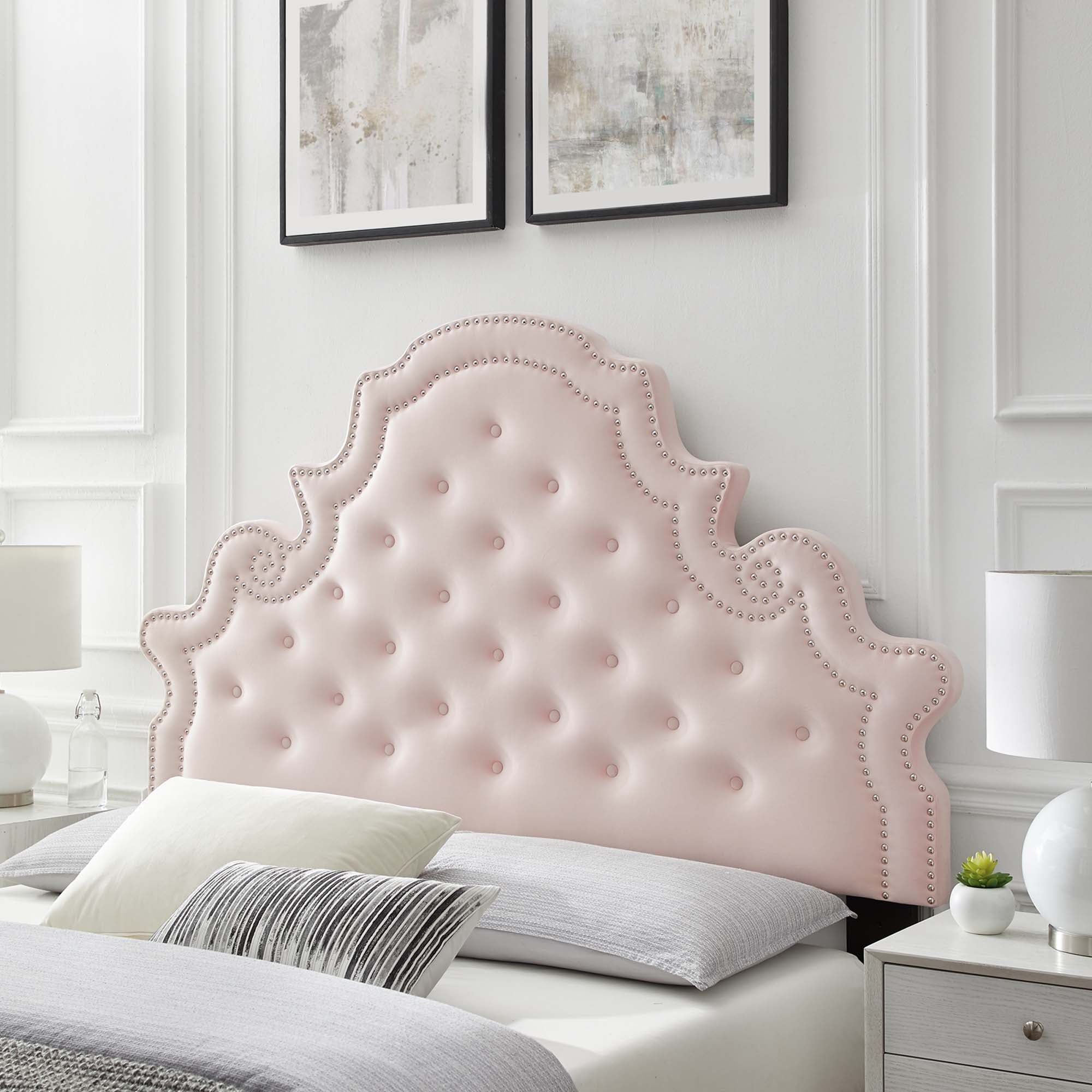 Diana Tufted Performance Velvet Full/Queen Headboard - Pink
