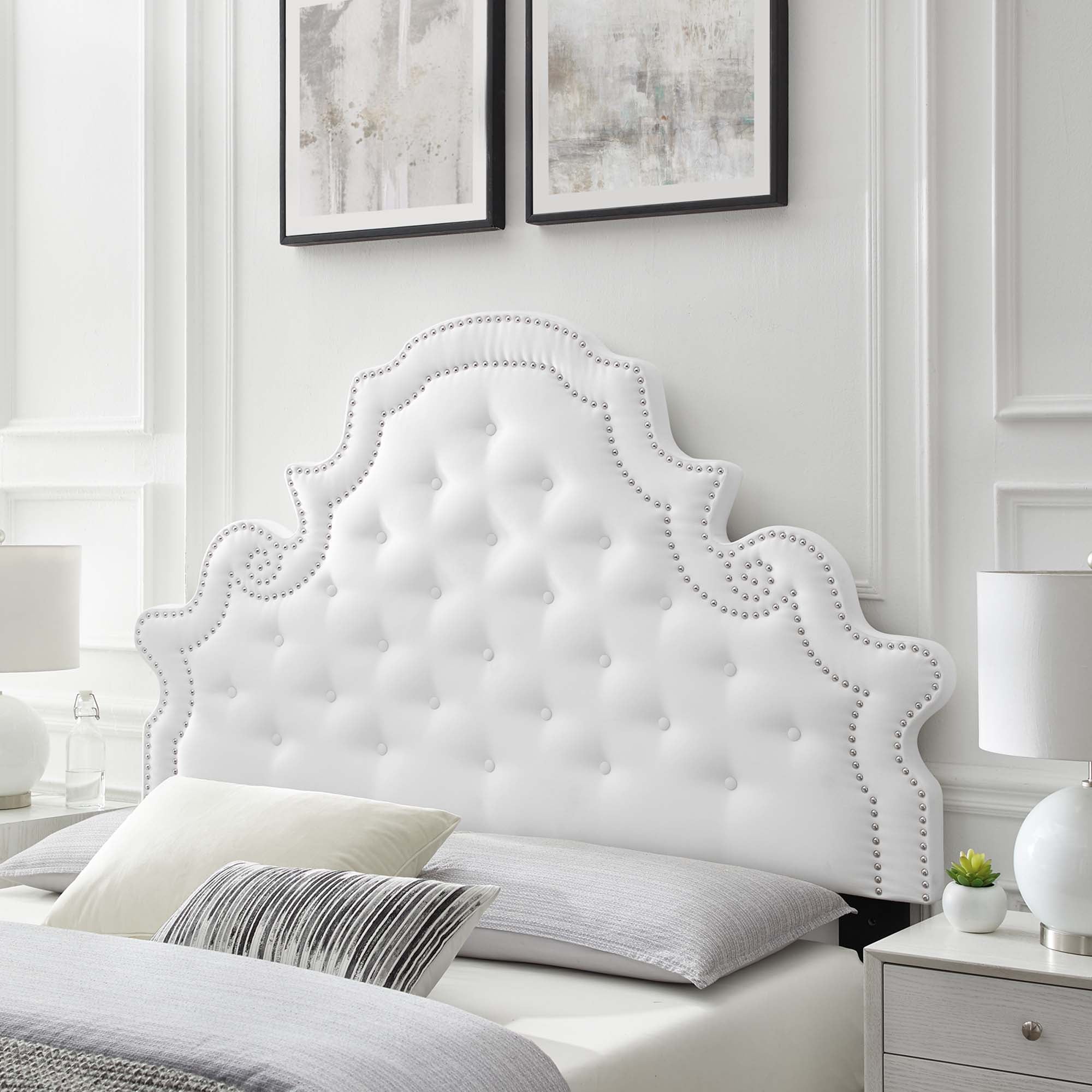 Diana Tufted Performance Velvet Full/Queen Headboard - White