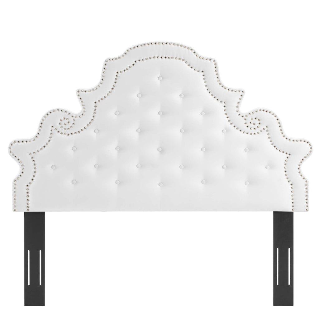 Gwyneth Tufted Performance Velvet Queen Platform Bed - White (MOD-6751-WHI)